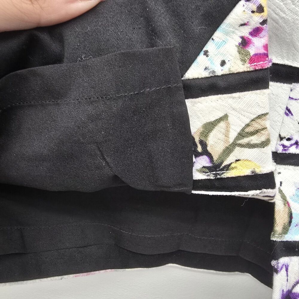White House Black Market Sz 2 Wht Floral Print Striped Pencil Skirt Raw Edge A5 - Picture 10 of 10